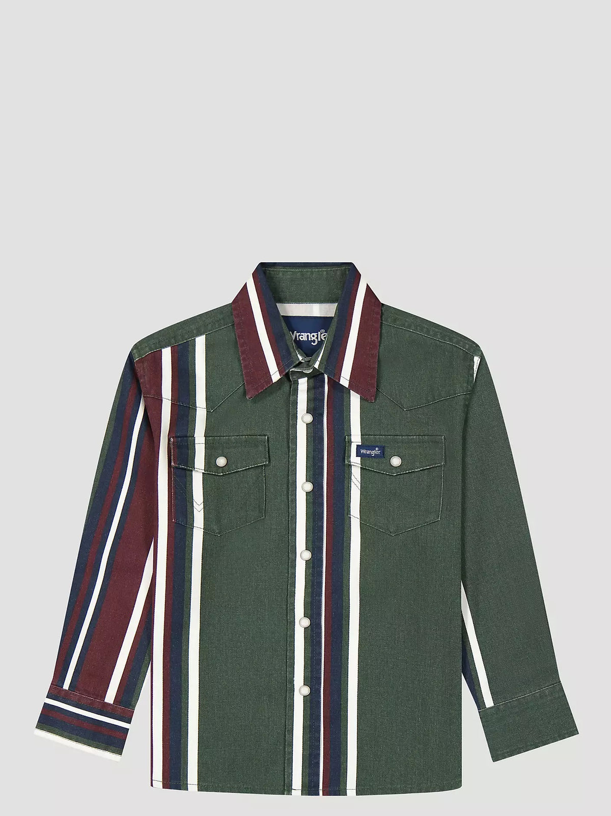 Wrangler Boy's Brushpopper Stripe Western Snap Shirt, 385823
