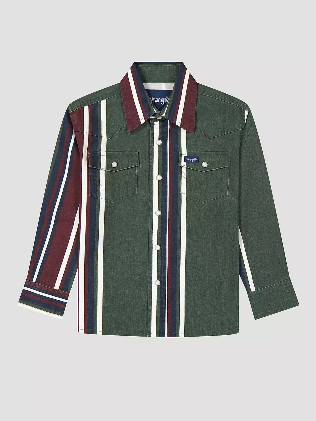 Wrangler Boy's Brushpopper Stripe Western Snap Shirt, 385823