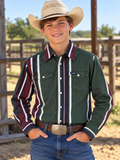 Wrangler Boy's Brushpopper Stripe Western Snap Shirt, 385823