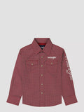 Wrangler Boy's Wrangler® Logo Long Sleeve Western Snap Shirt, 385908