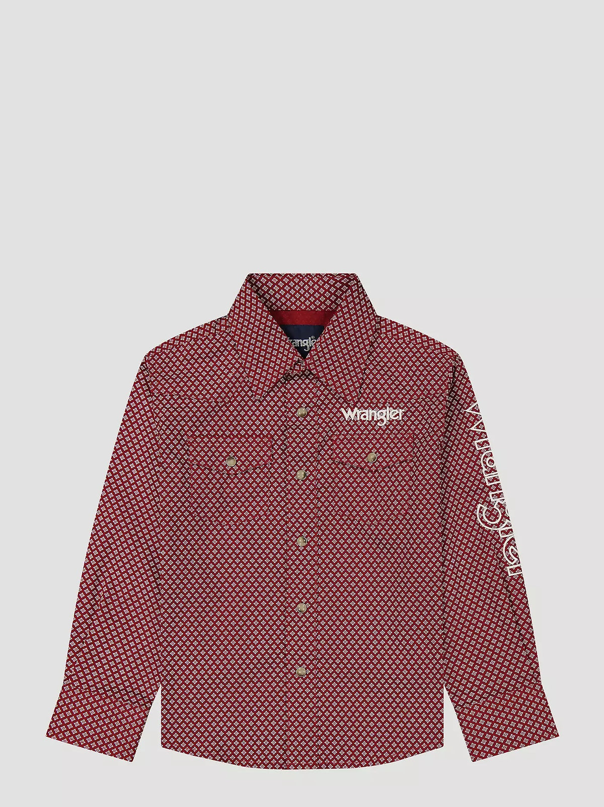 Wrangler Boy's Wrangler® Logo Long Sleeve Western Snap Shirt, 385908