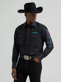 Wrangler Men's Wrangler® Logo Long Sleeve Western Snap Shirt, 385928