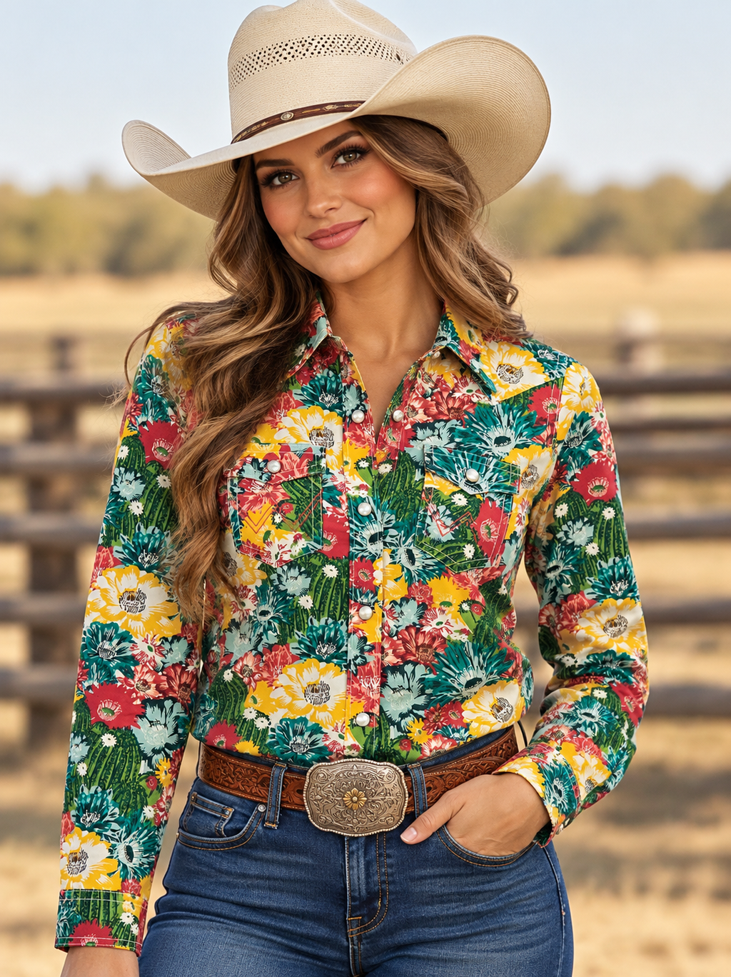 Wrangler Girl's Floral Western Snap Shirt,  385505