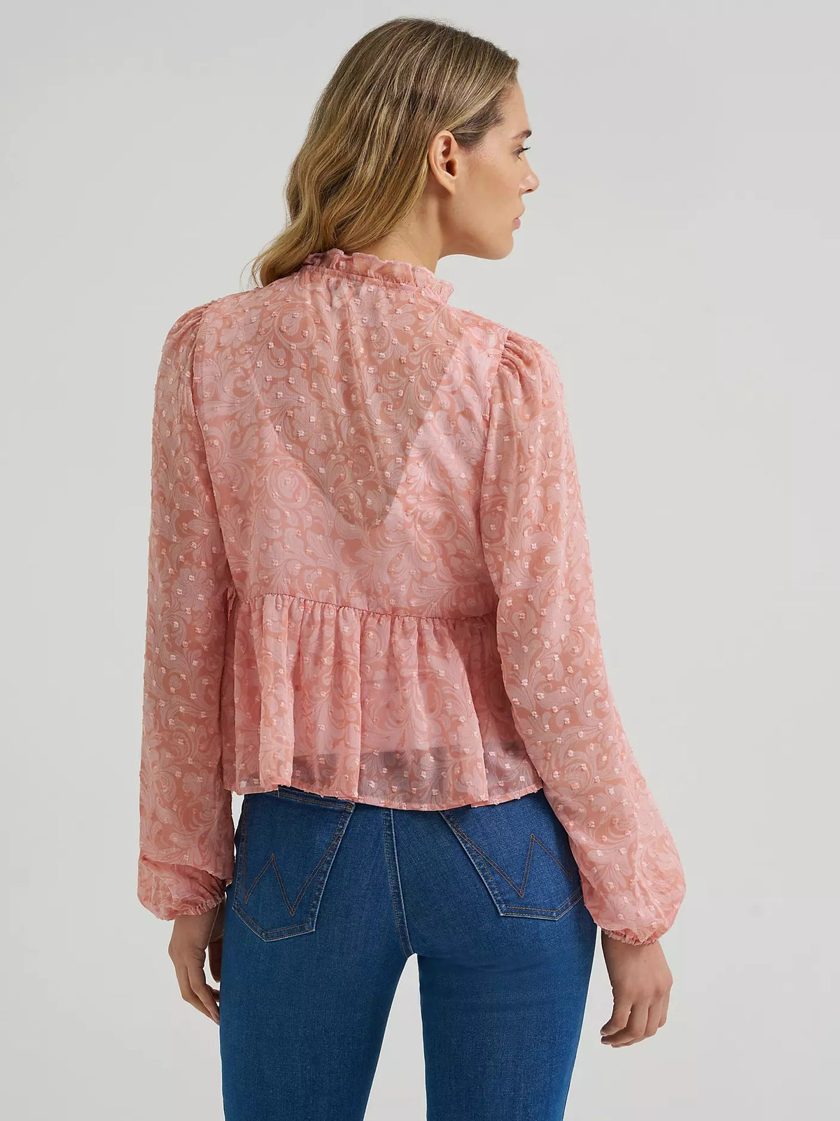 Wrangler Women's Wrangler Sheer Juliet Blouse, Pink 385996