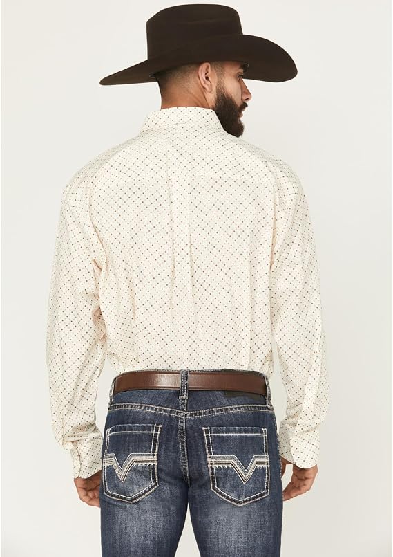Wrangler Men's George Strait By Men's Geo Print Long Sleeve Button-Down, 2369563