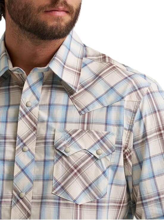 Wrangler Men's Historic Tan Retro Long Sleeve Western Snap Shirt, 2374742