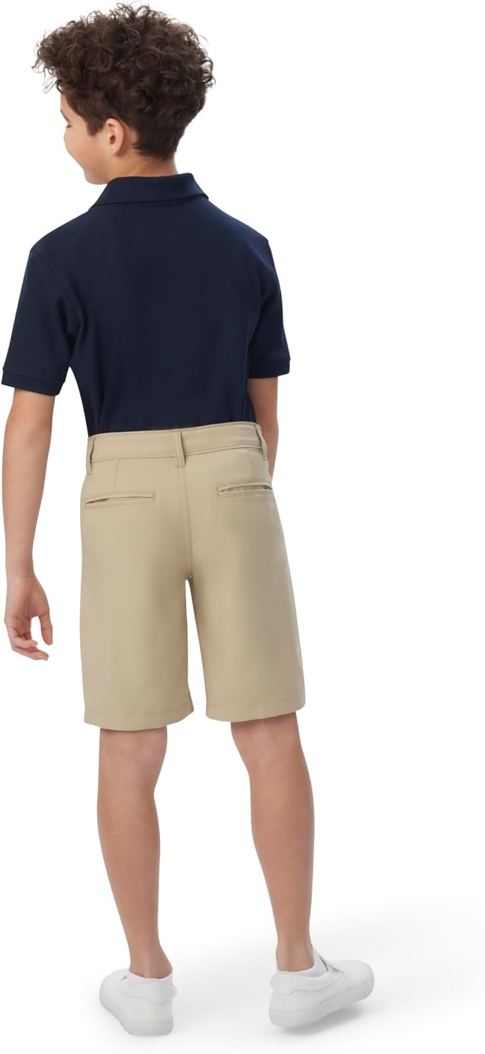 French Toast Boys' Flat Front Microfiber Performance Stretch Short, Khaki SH9252-G