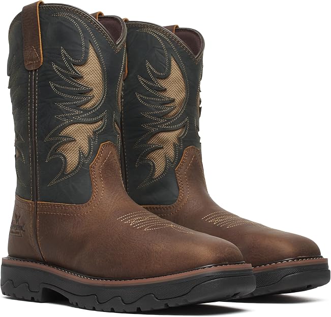 Thorogood Men's 11" Nano Composite Safety Square Toe Vented Buffalo Ridge Western Work Boot, 804-4339