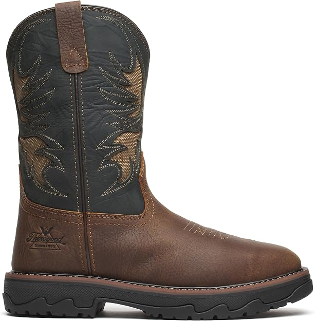 Thorogood Men's 11" Nano Composite Safety Square Toe Vented Buffalo Ridge Western Work Boot, 804-4339