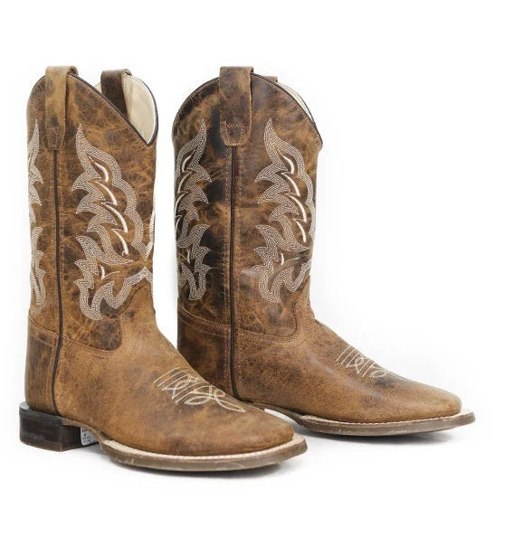 Old West Child's Brown Leather Western Cowboy Boots, BSC1979