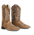 Old West Youth Distressed Brown and White with Pink Western Boot, BSY1992