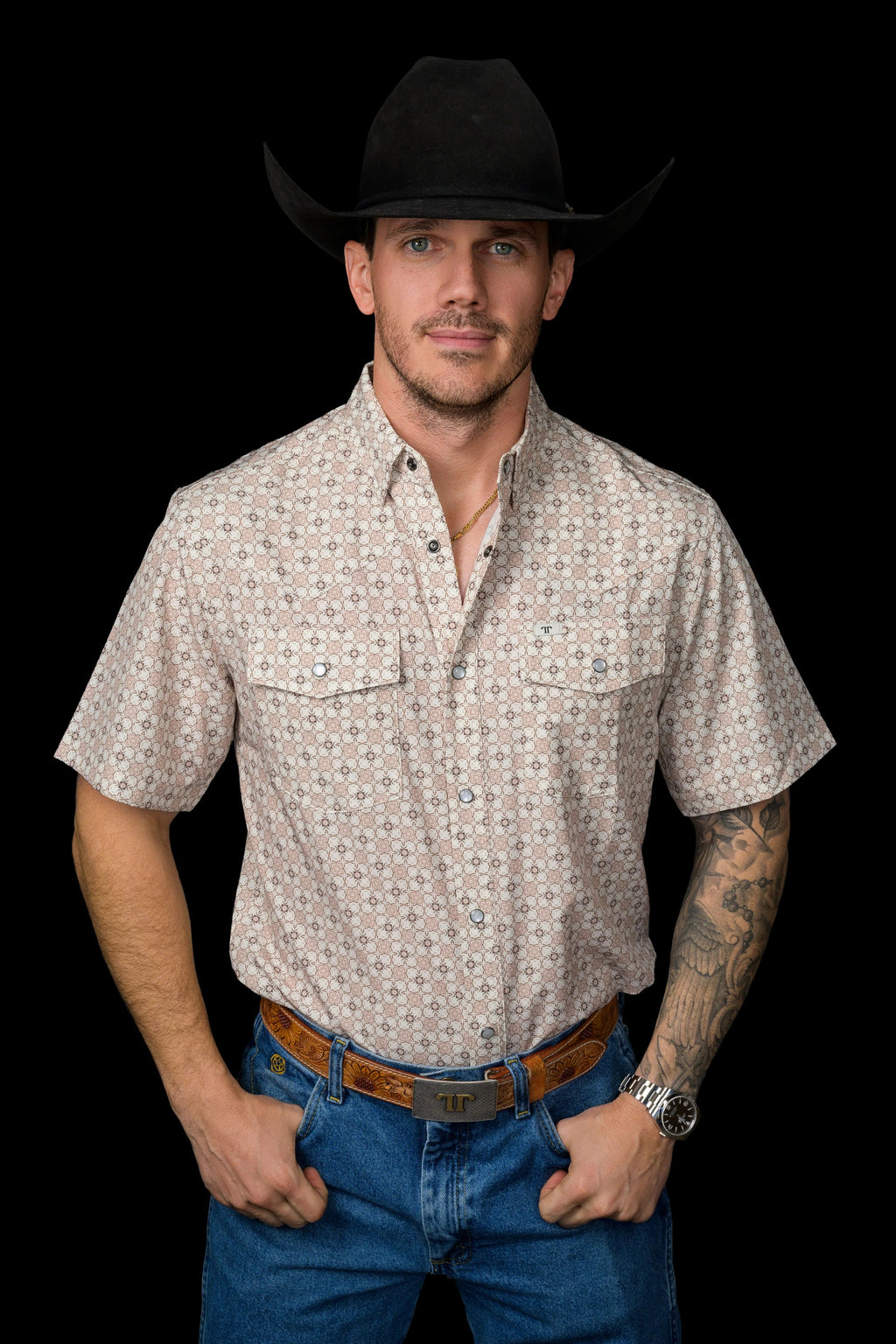 Ferrell Men's The Callen Short Sleeve Pearl Snap Shirt, FPS1026108