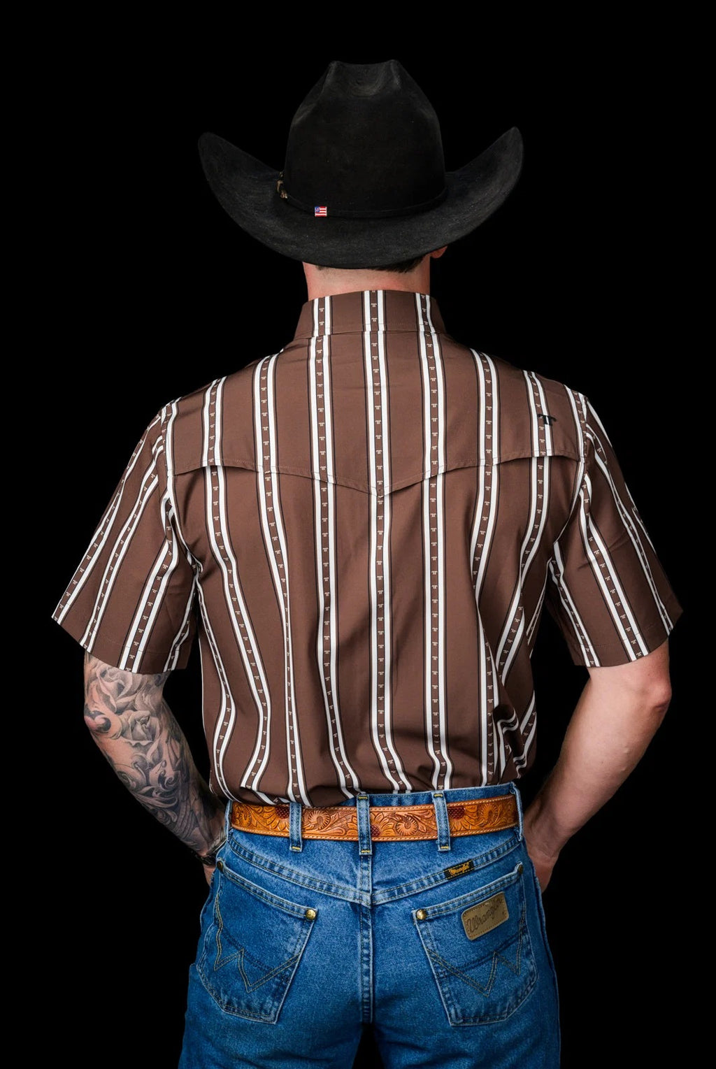 Ferrell Men's The Tucker Short Sleeve Pearl Snap Shirt in Brown, FPS1026186