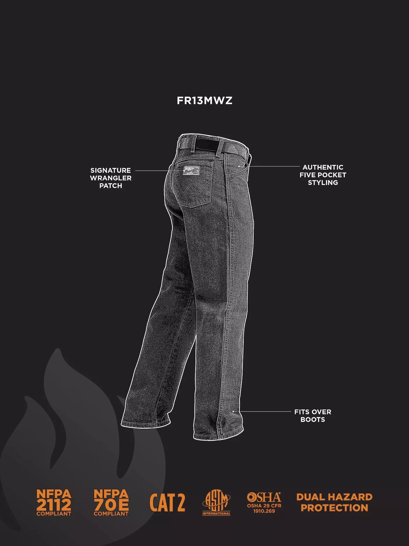 Wrangler® FR Flame-Resistant Original Fit Jean FR13MWZ