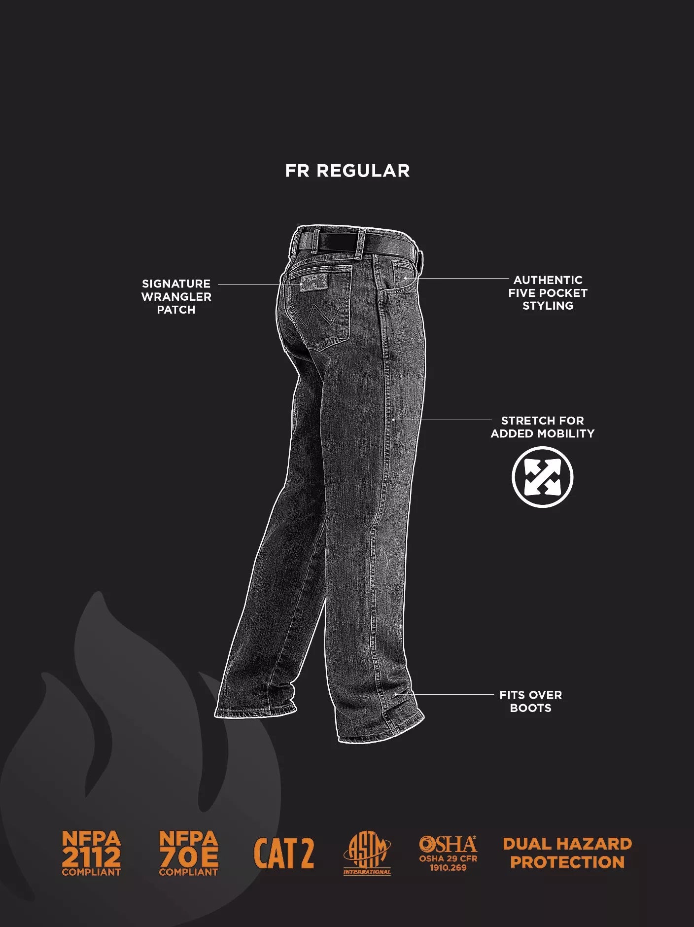 Wrangler® FR Flame-Resistant Advanced Comfort Regular Fit Jean FRAC47D