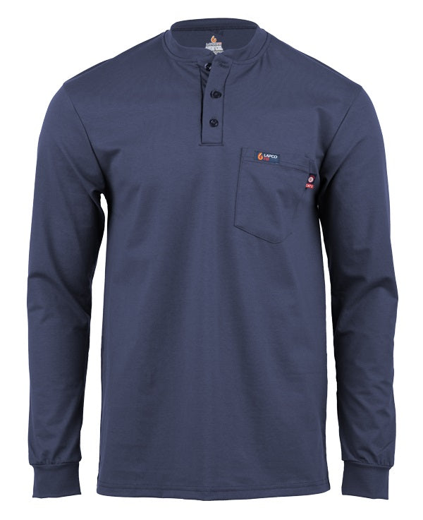 Lapco FR Henley Tee | 7oz. 100% Cotton Jersey Knit | Navy FRT-HJE 6NY