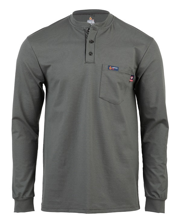 Lapco FR Henley Tee | 7oz. 100% Cotton Jersey Knit | Grey FRT-HJE 6GY