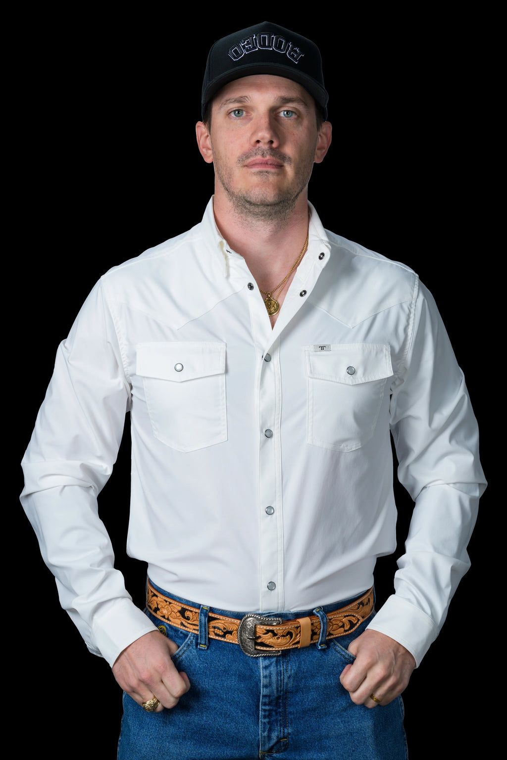 Ferrel CORE - Men's White Long Sleeve Pearl Snap Shirt, FSL1002300