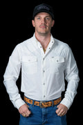 Ferrel CORE - Men's White Long Sleeve Pearl Snap Shirt, FSL1002300