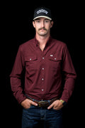 Ferrel CORE - Men's Maroon Long Sleeve Pearl Snap Shirt, FSL1002331