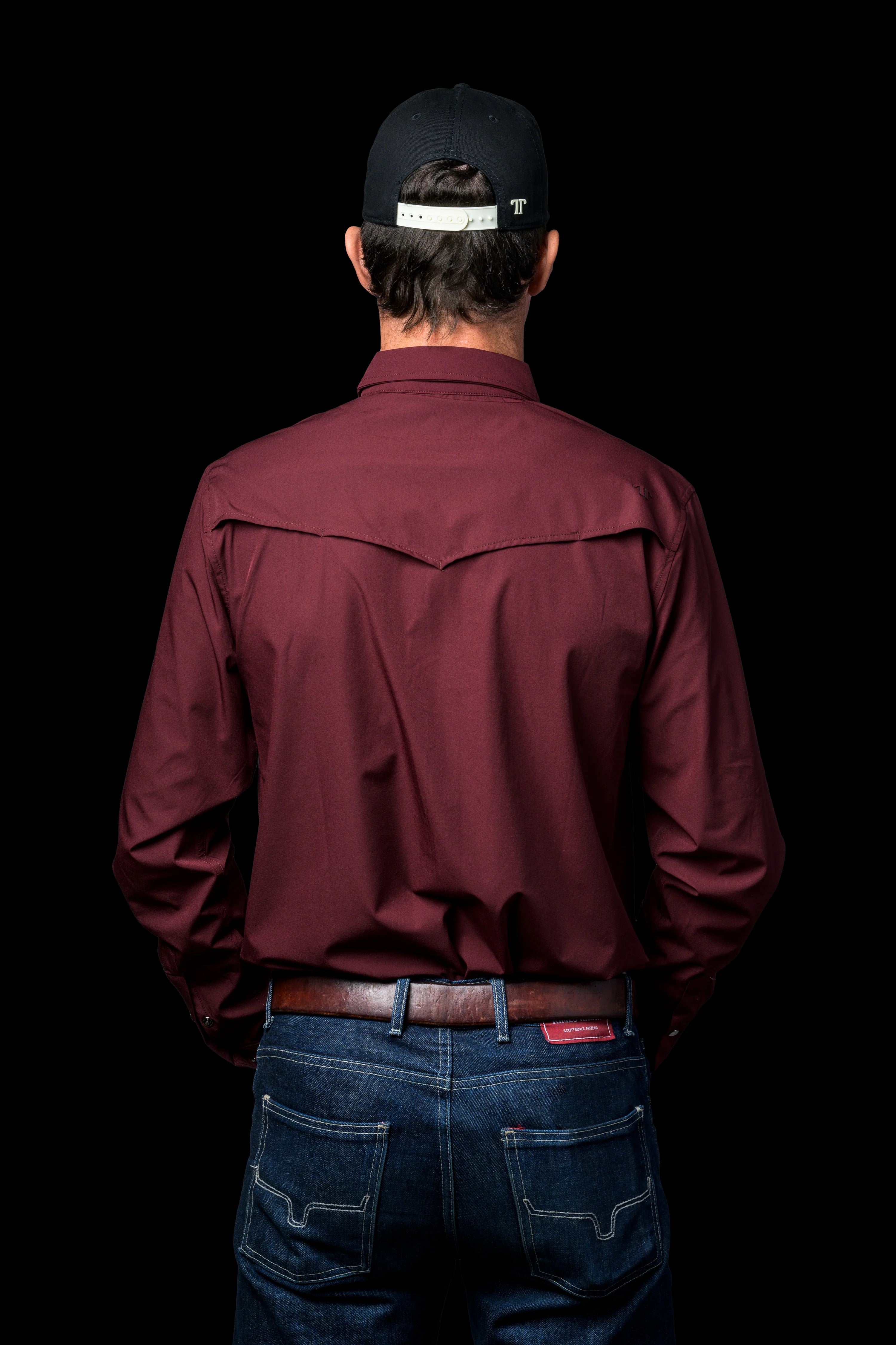 Ferrel CORE - Men's Maroon Long Sleeve Pearl Snap Shirt, FSL1002331