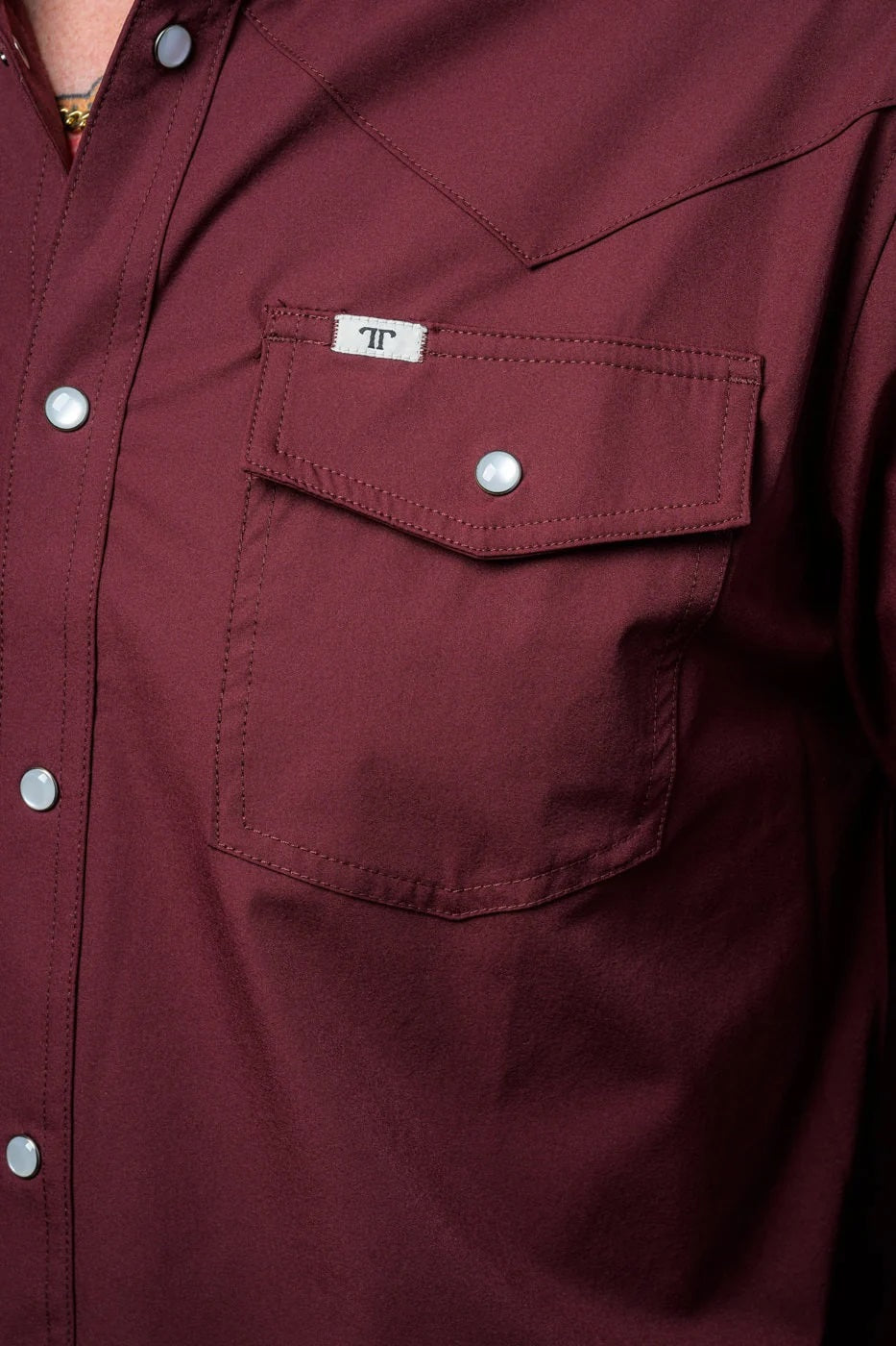 Ferrel CORE - Men's Maroon Long Sleeve Pearl Snap Shirt, FSL1002331