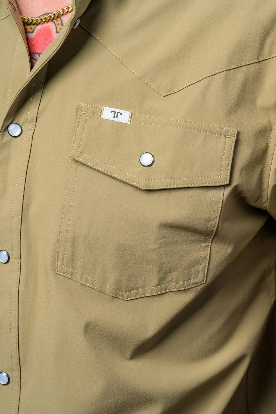 Ferrel CORE - Men's Khaki Long Sleeve Pearl Snap Shirt, FSL1002333
