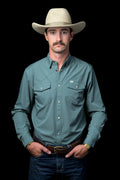 Ferrel CORE - Men's Aqua Long Sleeve Pearl Snap Shirt, FSL1002334