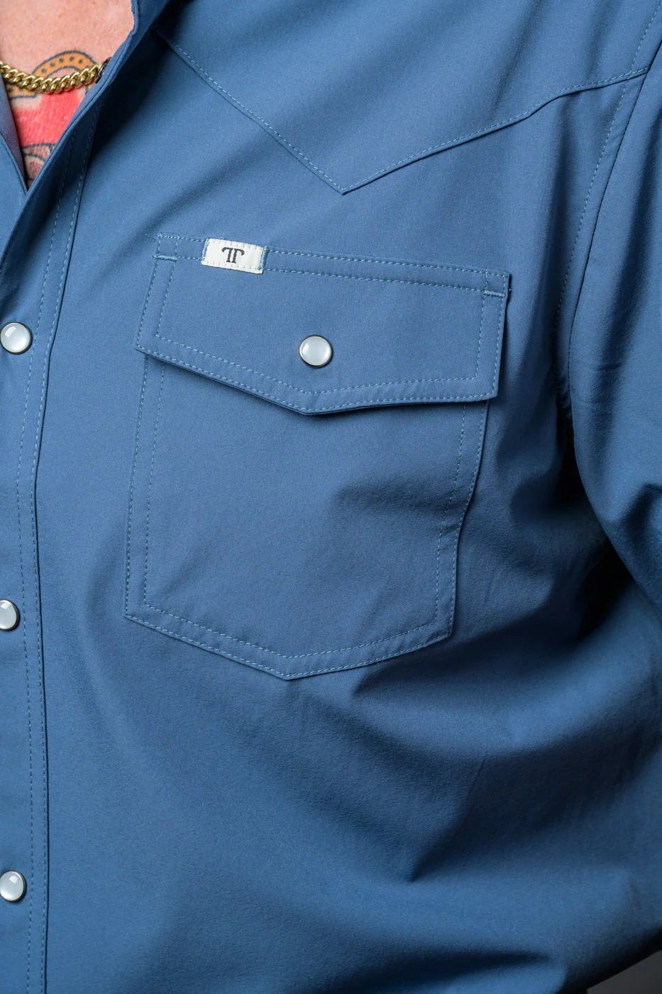 Ferrel CORE - Men's Blue Short Sleeve Pearl Snap Shirt, FSS1002330