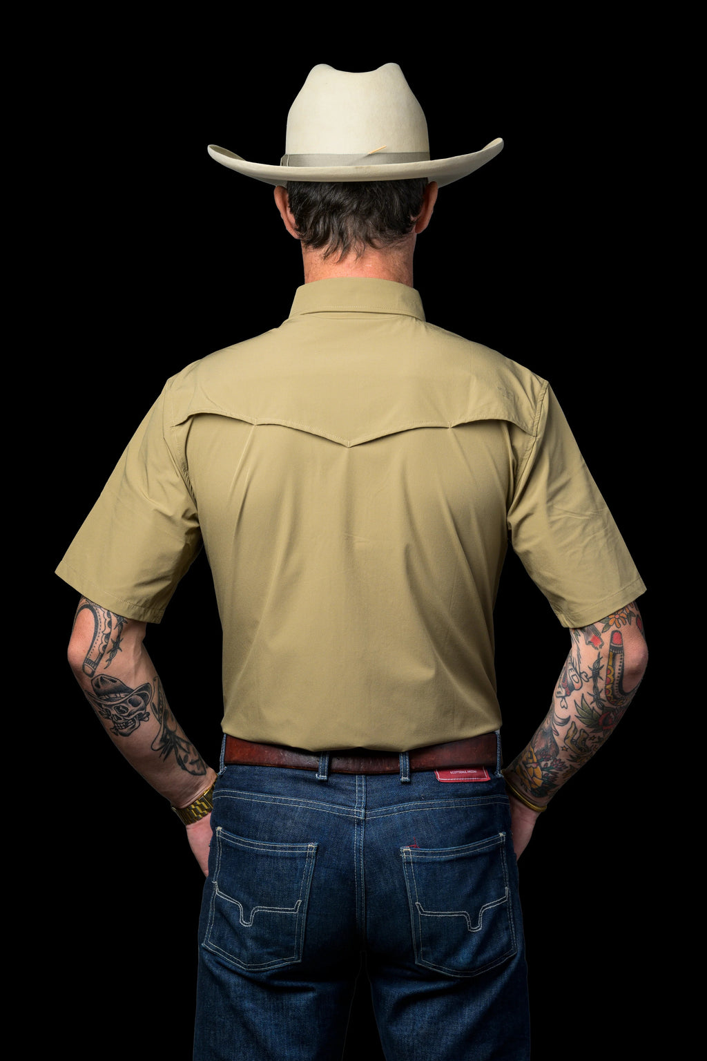 Ferrel CORE - Men's Khaki Short Sleeve Pearl Snap Shirt, FSS1002333