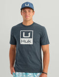 Huk Stacked Logo Tee, Sea Storm Heather H1000427-434