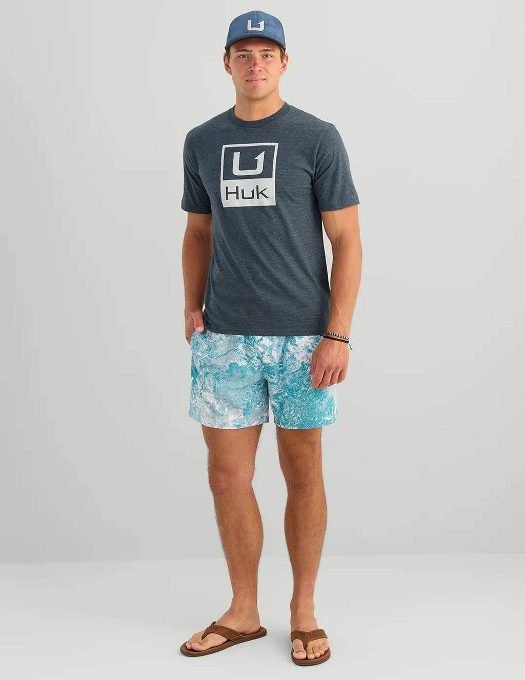 Huk Stacked Logo Tee, Sea Storm Heather H1000427-434