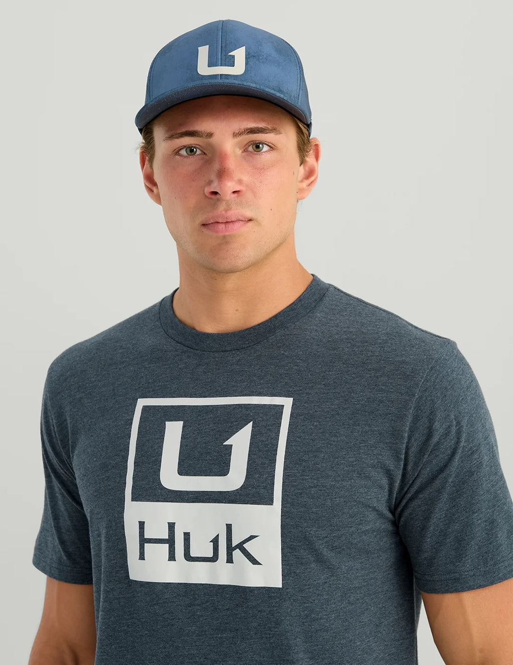 Huk Stacked Logo Tee, Sea Storm Heather H1000427-434
