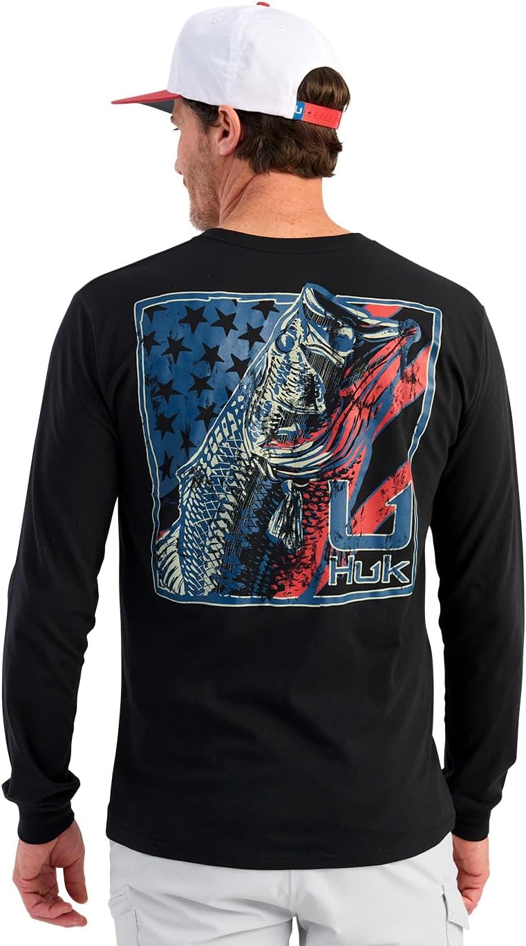 Huk Kc Scott Fishing Pocket Tee, Freshwater Black H1000574-001