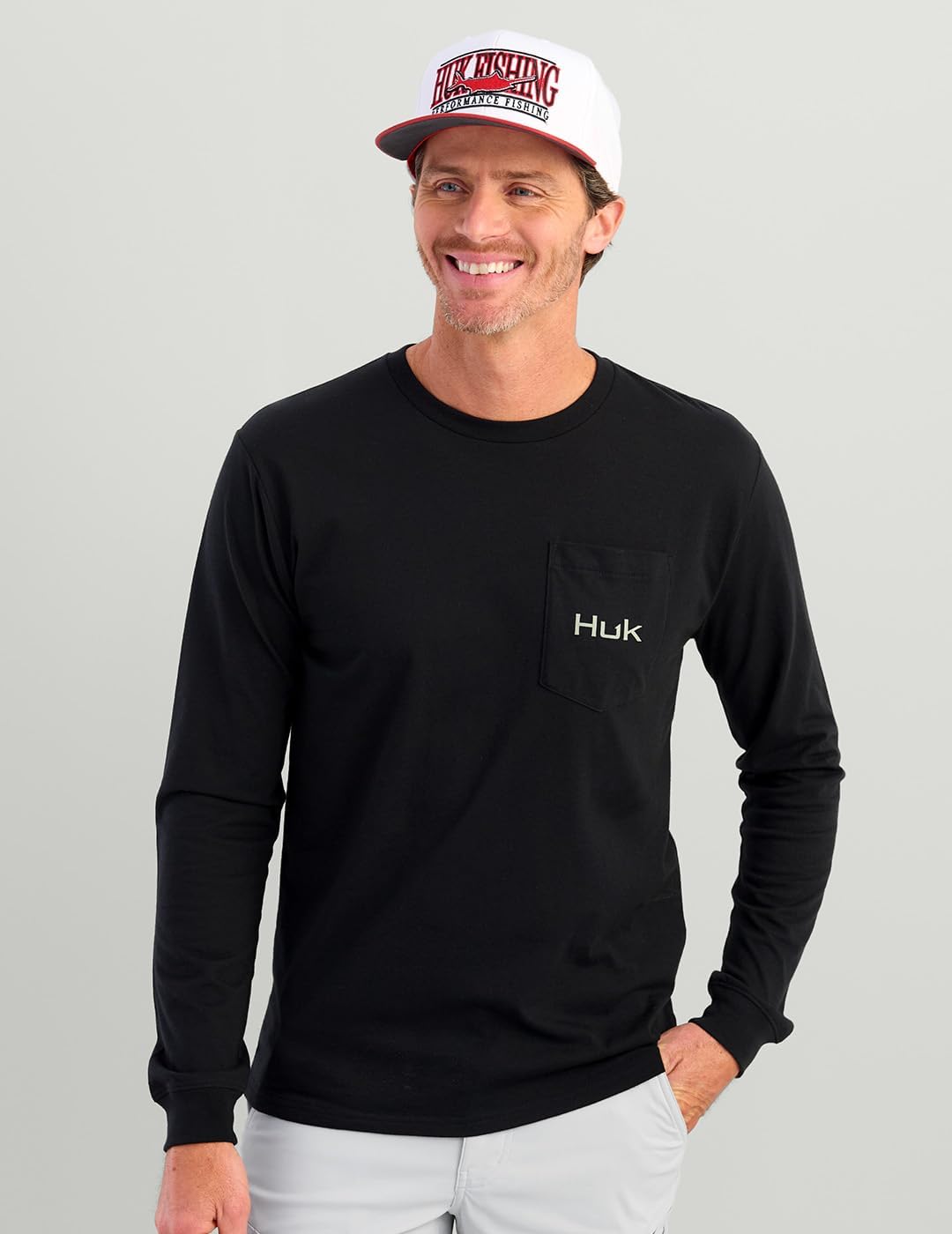 Huk Kc Scott Fishing Pocket Tee, Freshwater Black H1000574-001