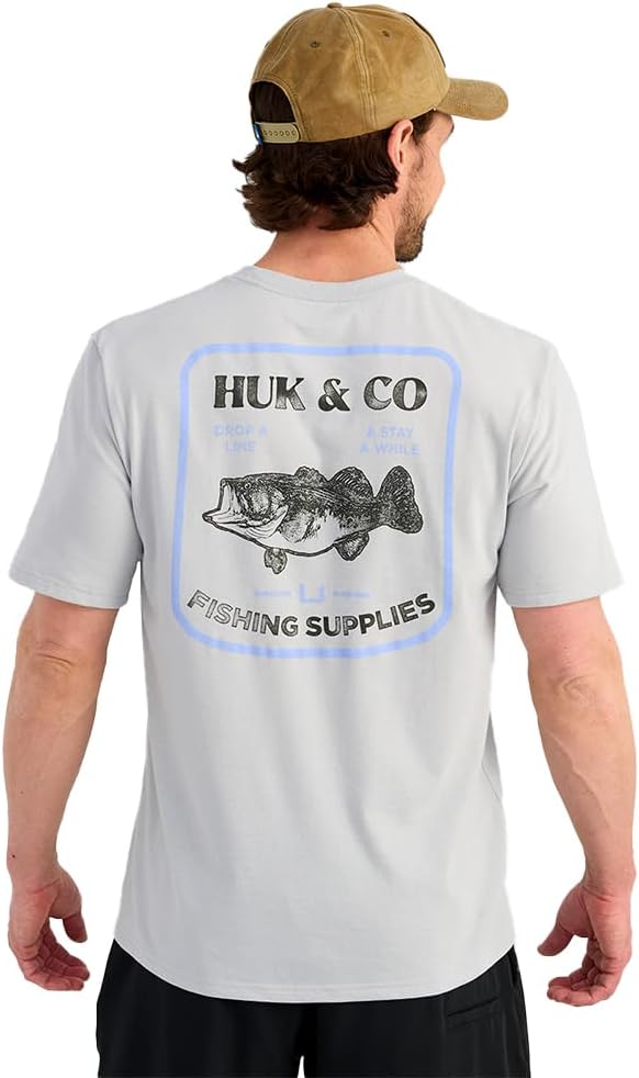 HUK Mens Performance Fishing Logo Tee, Short Sleeve H1000577-034