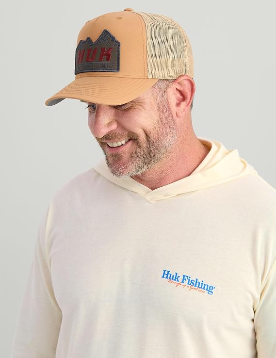HUK Men's Trout Wrangler Hoodie for Men, Lightweight Performance Fishing Hooded Shirt, Egret H1000581-106