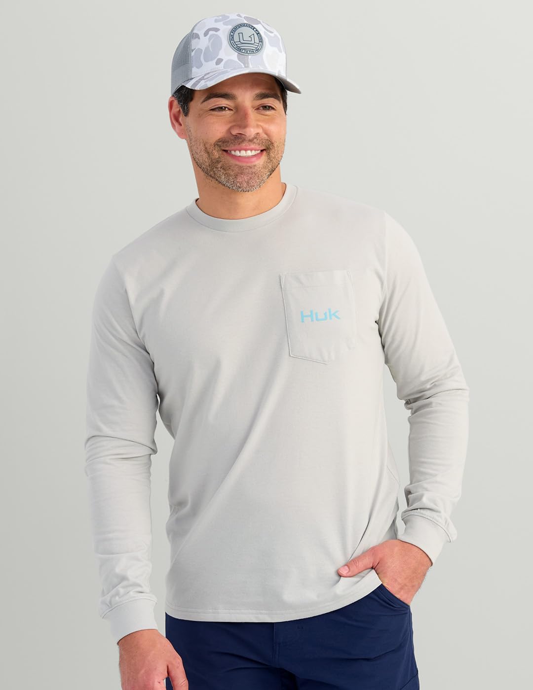 Huk Fishing Pocket Tee, Harbor Mist H1000582-034