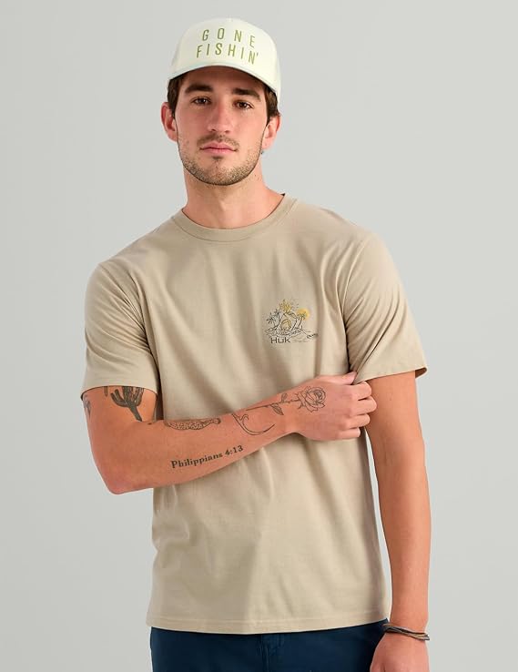 HUK Sun Draft Tee, River Rock H1000584-194