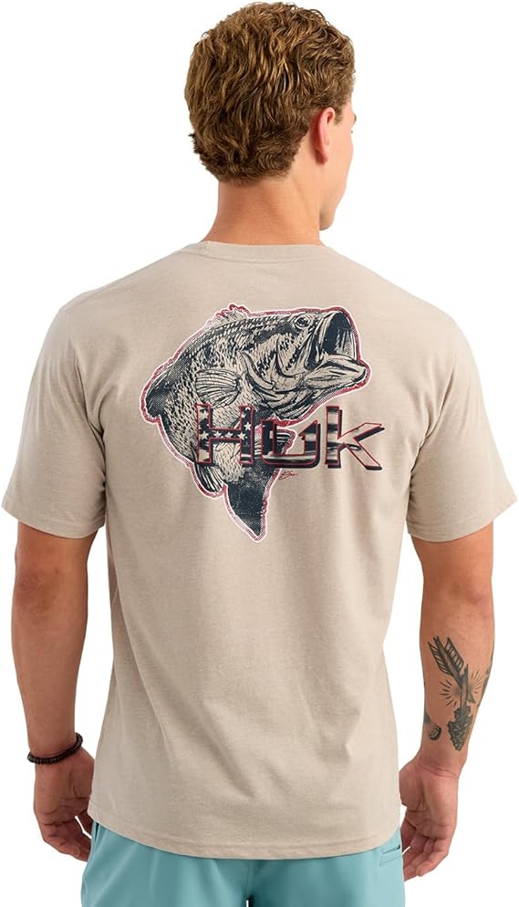 HUK Men's Kc Scott Original Fishing Artwork Graphic Tee, River Rock H1000588-194