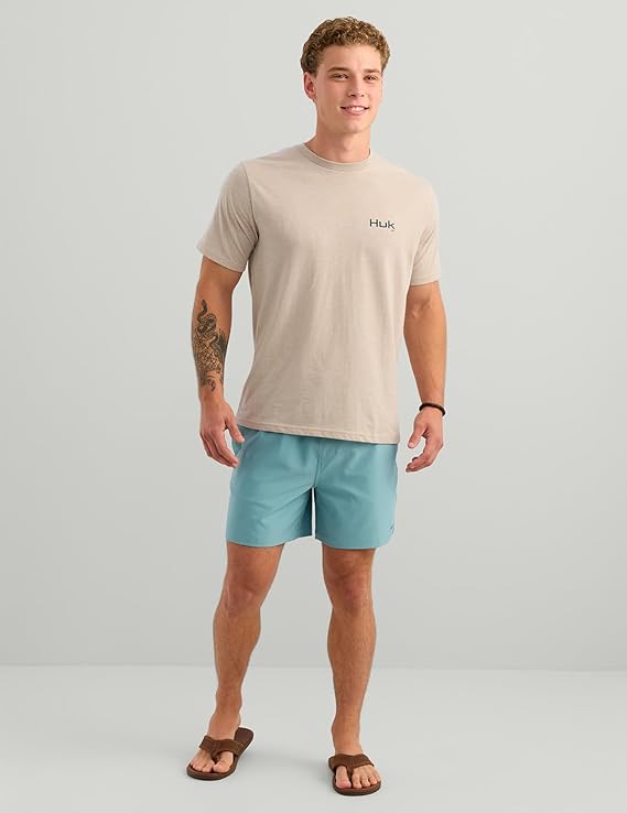HUK Men's Kc Scott Original Fishing Artwork Graphic Tee, River Rock H1000588-194