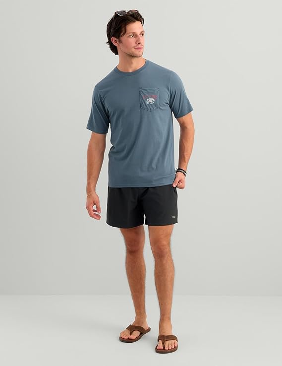 HUK Bass Eagle Pocket Tee, Stormy Blue H1000592-415