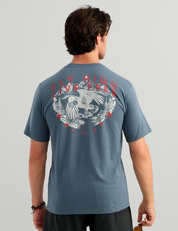 HUK Bass Eagle Pocket Tee, Stormy Blue H1000592-415
