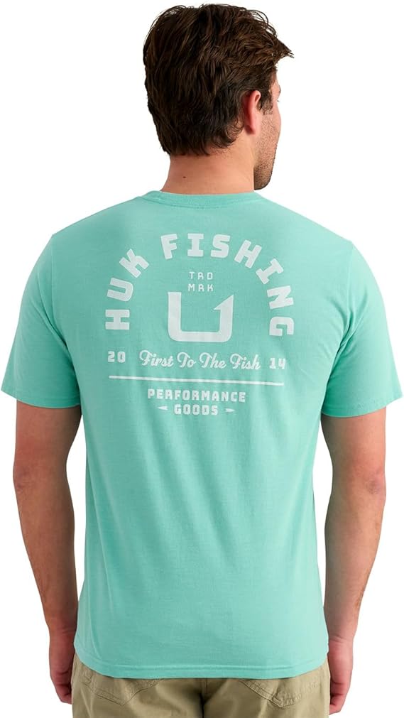 HUK Fishing Pocket Tee, Marine Blue Heather H1000593-465