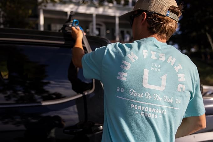 HUK Fishing Pocket Tee, Marine Blue Heather H1000593-465