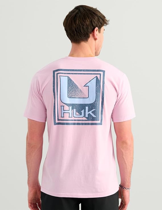 Huk Mens Rising Huk Pocket Tee, Oleander H1000606-563