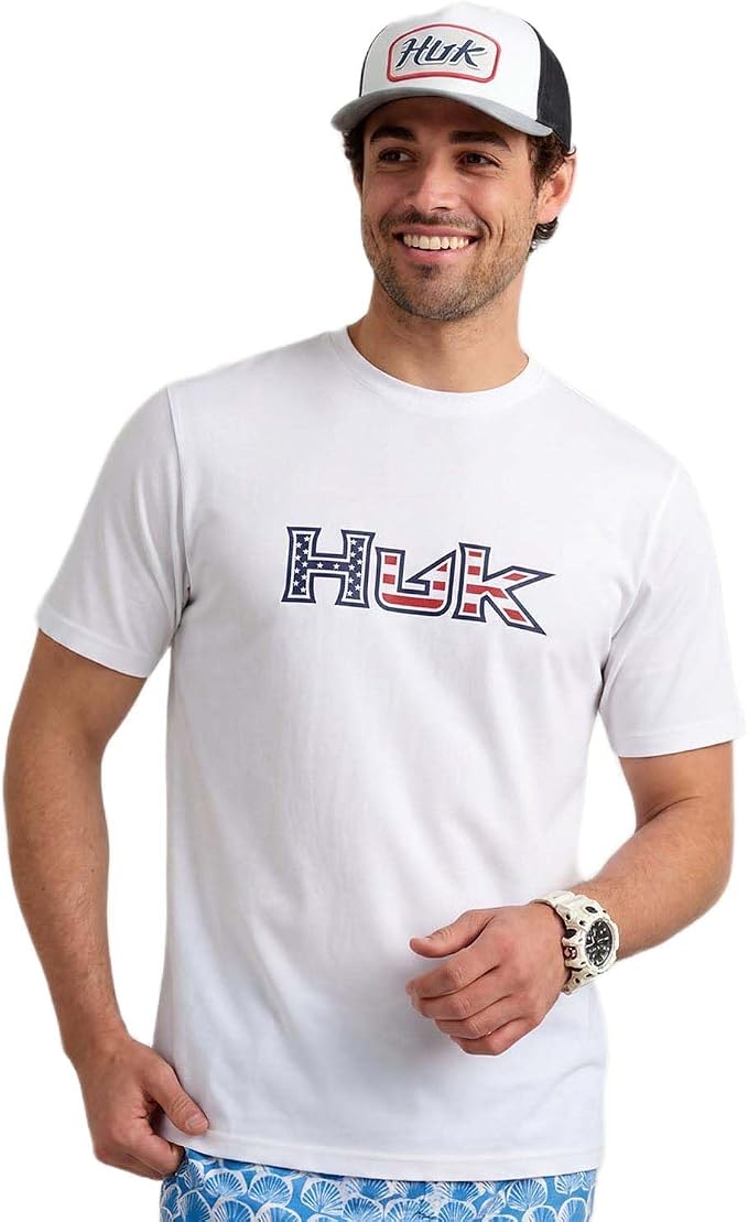 HUK Americana Fill Tee, White H1000626-100