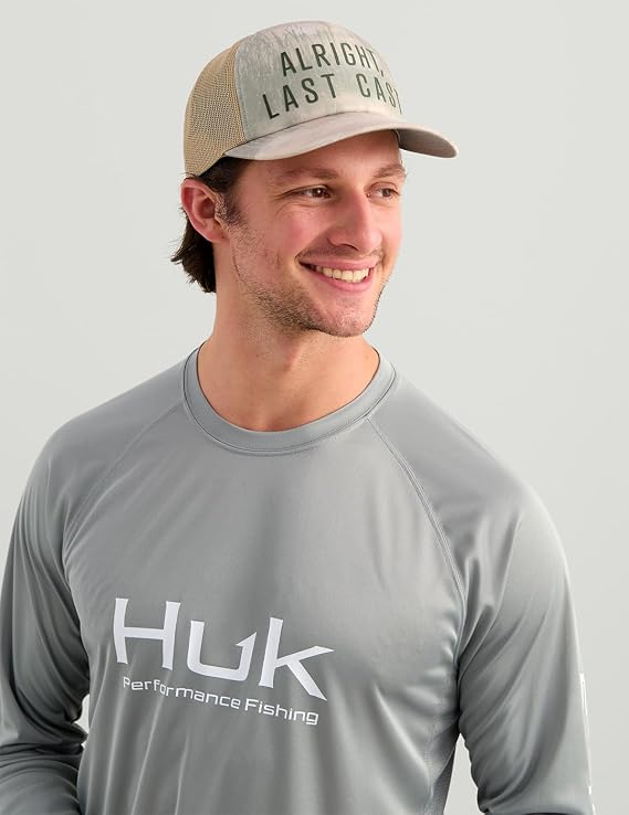 HUK Pursuit Long Sleeve Crew Men's Tech Shirt, Sharkskin H1200524-028