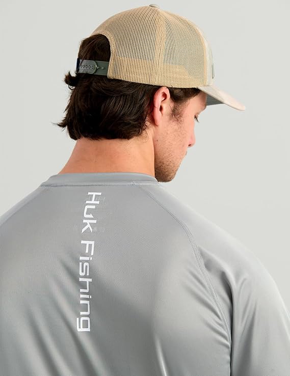 HUK Pursuit Long Sleeve Crew Men's Tech Shirt, Sharkskin H1200524-028
