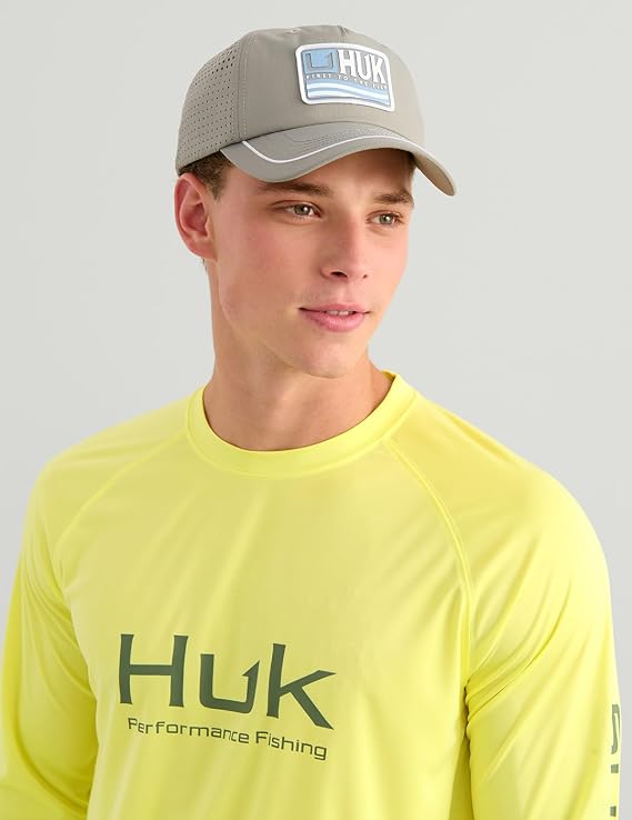 HUK Pursuit Long Sleeve Crew Men's Tech Shirt, Vintage Chartreuse H1200524-385